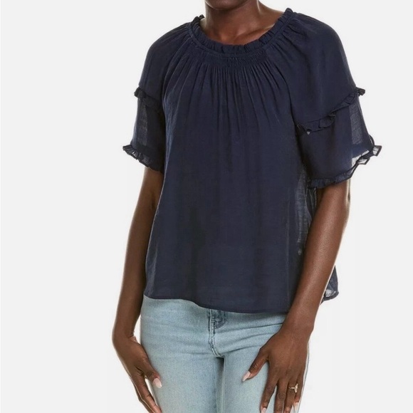 Nanette Lepore Navy Ruffle Blouse - Picture 6 of 6